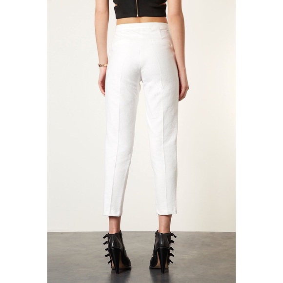 Topshop Off White Textured Skinny Cigarette Pants - Picture 2 of 7